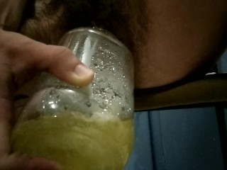 Naked Babe Makes Daddy an Ice Cold Glass of Pee