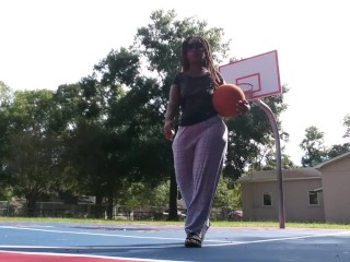 (Audio) Black Big Ass Twerk Outdoors Public Park Basketball - Cami Creams