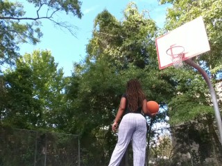 (Audio) Black Big Ass Twerk Outdoors Public Park Basketball - Cami Creams