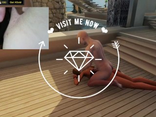 Girl plays porn game 3D Hitman sex and masturbates online