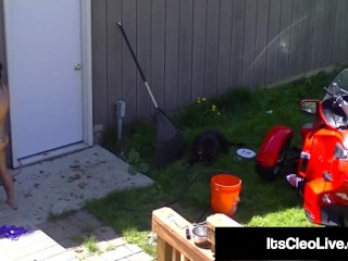 Wild Webcammer Its Cleo Mounts A Tractor & A Dildo!