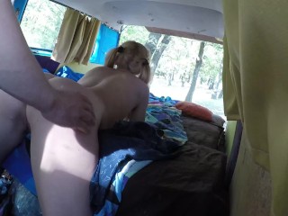 I made him cum twice in our camper van - amateur couple spicylust