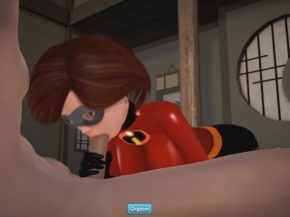 (3D Porn)(The Incredibles) Elastigirl - Helen Parr blowjob and handjob