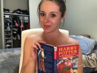 Hysterically reading Harry Potter while sitting on a vibrator