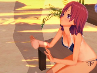 Uruka Takemoto at the Beach - We Never Learn / Bokuben - 3D Hentai