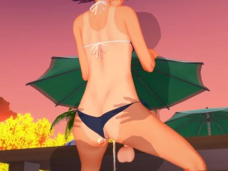 Uruka Takemoto at the Beach - We Never Learn / Bokuben - 3D Hentai