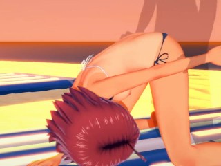 Uruka Takemoto at the Beach - We Never Learn / Bokuben - 3D Hentai