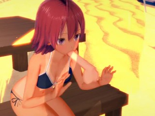 Uruka Takemoto at the Beach - We Never Learn / Bokuben - 3D Hentai