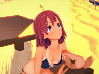 Uruka Takemoto at the Beach - We Never Learn / Bokuben - 3D Hentai