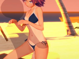 Uruka Takemoto at the Beach - We Never Learn / Bokuben - 3D Hentai