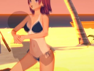 Uruka Takemoto at the Beach - We Never Learn / Bokuben - 3D Hentai