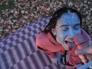 Cute alien tastes my cum (Avatar cosplay) - MaryVincXXX #HALLOWEEN2019