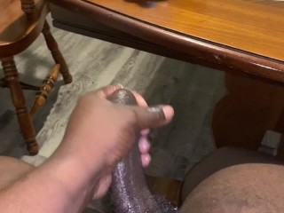 This nut felt so good! Masturbating in my friends living room! His mom look