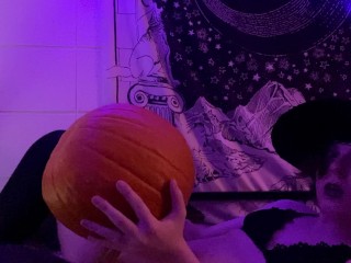 Femboy Witch Fucks Pumpkin For Halloween!