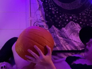 Femboy Witch Fucks Pumpkin For Halloween!