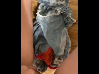 naughty pissing in the laundry basket