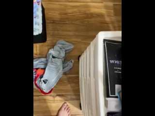 naughty pissing in the laundry basket