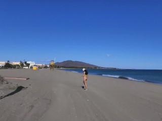 Public nudity hot walking naked on the beach and street. MiaAmahl