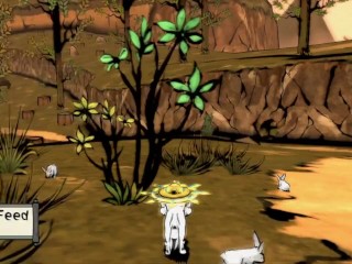 Feeding rabbits in Okami