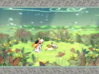 Feeding rabbits in Okami