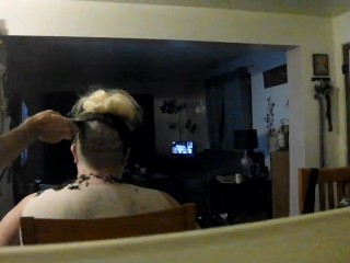 bbw headshave rear view