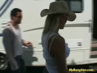 Fucked hard sex in my bang van taking three cocks hard