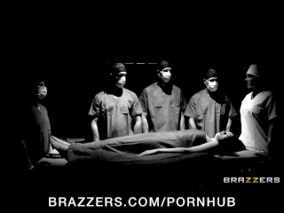 Stressed blond doctor Nikki Sexx daydreams about being gangbanged