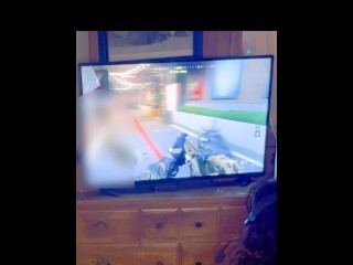 PAWG milf gamer girl plays MW3 in a thong. Bbw ass and questionable aim