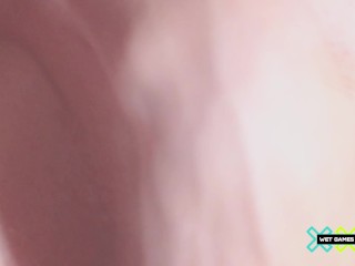 She masturbates while she loves piss playing all wet