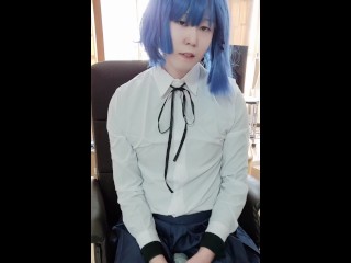 【女装】ぼざろ山田コスで黒ストッキングバイブオナニーBOCCHI THE ROCK Ryo Yamada cross-dressing cosplay with vibrator masturbati