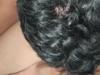 Preparing wife's pussy to receive two dicks, fucklicking