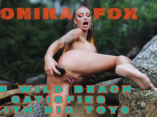 Kinky Monika Fox On A Wild Beach Satisfies Herself With Big Toys, Doing Anal, DP, Squirt & Prolapse