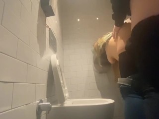 CHUBBY SHY GIRL FUCKED BY GF IN PUBLIC TOILET