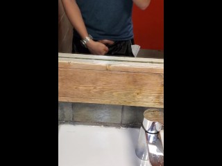 punching my balls in a public bathroom, almost got caught!