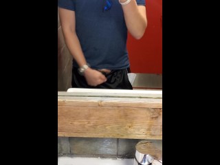 punching my balls in a public bathroom, almost got caught!