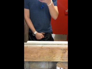 punching my balls in a public bathroom, almost got caught!