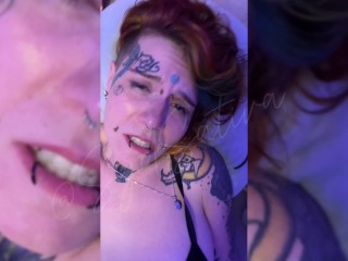 POV blowjob from busty goth slut leads to raw quickie