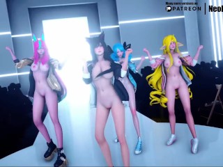 [MMD]BlackPink - Shut Down (Ahri/Xayah/Soraka/Gwen) [Strip ver.] League of Legends