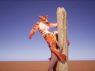 Furry domination animation (tiger suit)