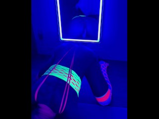 Anal sissy cosplay in neon fishnets. I like to dress like a little slut and get pegged