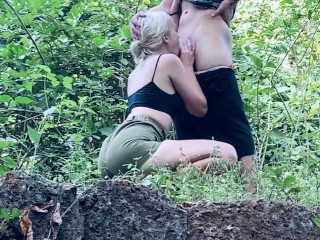 The cute blonde really asked me to give it to her mouth in the jungle, and I couldn't refuse