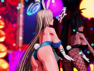 【MMD Blue Archive 4k/60fps】《Asuna (一之瀬アスナ) Karin (角楯カリン)》~《愛包ダンスホールHeart Pie Dancehall HIMEHINA》