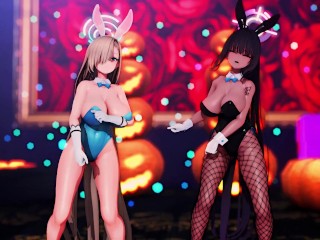 【MMD Blue Archive 4k/60fps】《Asuna (一之瀬アスナ) Karin (角楯カリン)》~《愛包ダンスホールHeart Pie Dancehall HIMEHINA》