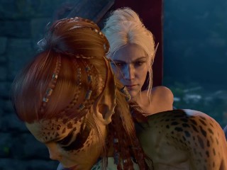 Baldur's Gate 3 (bg3) Lae'zel and Minthara Romance Scene