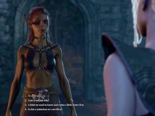 Baldur's Gate 3 (bg3) Lae'zel and Minthara Romance Scene