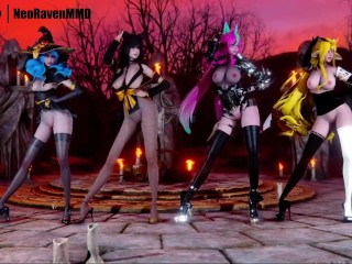 [MMD]CHUNG HA - Snapping (Gwen/Ahri/Xayah/Soraka) [Fixed Cam Strip ver.] League of Legends