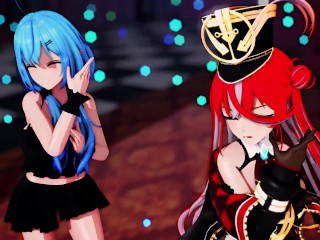 【MMD Hololive 4k/60fps】《Lamy (雪花ラミィ) Marine (宝鐘マリン) 》~《愛包ダンスホールHeart Pie Dancehall HIMEHINA》