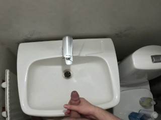 Swedish guy jerking in bathroom, trying to be quiet!