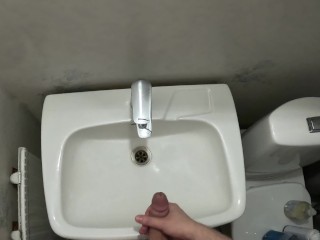 Swedish guy jerking in bathroom, trying to be quiet!