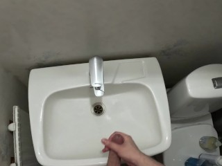 Swedish guy jerking in bathroom, trying to be quiet!